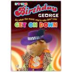 Personalised Fun Pimp Style Guinea Pig Birthday Card Get On Down Music Theme
