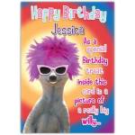 Personalised Funny Birthday Card with Silly Animal and Humorous Big Willie Joke for Special Treat