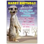 Personalised Humorous Birthday Card with Meerkat and It's The Thought That Counts Message