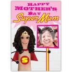 Personalised Super Mum Mother's Day Card with Photo Insert and Comic Superhero Design