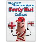 Personalised England Football Fan Happy Birthday Card for Footy Nut Fans