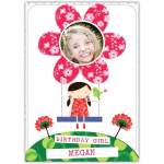 Personalised Birthday Girl Photo Card with Flower Design for Girls Birthday Celebration