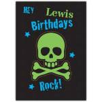 Personalised Rock Skull Birthday Card for Boys with Name Customisation