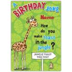 Personalised Giraffe Jungle Birthday Joke Card with Custom Name and Humorous Toast Message