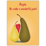 Personalised We Make A Wonderful Pair Pun Card with Pears and Heart Design