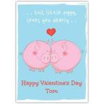 Valentines Day Card with Cute Kissing Piggies Personalised Love Greeting Card