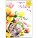 Personalised Happy Mothers Day Card with Flowers and Heart Frame for Mum