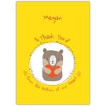 Personalised Thank You Card With Cute Bear Holding Heart Design from the Bottom of My Heart