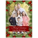 Personalised Family Photo Christmas Card with Festive Pine and Baubles Border