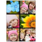 Personalised Four Photo Collage and Bright Flower Block Card for All Occasions