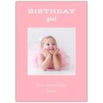 Personalised Birthday Girl Card with Photo and Custom Message in Pink Design
