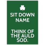Personalised Think of the Auld Sod Irish Shamrock Greeting Card for Any Occasion