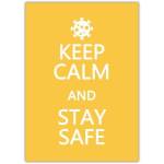 Keep Calm And Stay Safe Motivational Card with Virus Icon Suitable for All Occasions