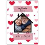 Personalised Love and Stay Safe Card for Gran and Grandad with Photo and Hearts Design