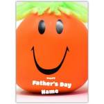 Personalised Orange Smiley Face Fathers Day Card with Custom Name Option