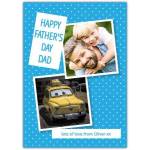 Personalised Blue Polka Dot Father's Day Card with Two Photo Frames for Dad