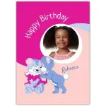 Personalised Pink Bears Birthday Card with Photo Frame for Kids