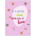 Special Friend With Lots of Love Purple Animals Friendship Greeting Card