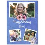 Personalised Floral Photo Collage Happy Birthday Card for Mum