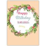 Personalised Floral Frame Happy Birthday Card for Her with Custom Name Option