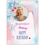 Personalised Happy Birthday Notebook Style Card with Floral Photo Upload for Best Friend