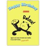 Personalised Relaxing Cat Happy Birthday Card with Humorous Quote
