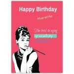 Happy Birthday Audrey Hepburn Illustration Card With Personalised Name Option