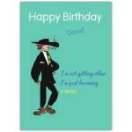 Personalised Humorous Happy Birthday Card with Man in Suit Illustration