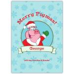Personalised Merry Pigmas Christmas Card with Santa Pig and Snowflake Design