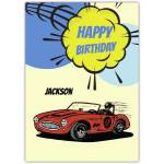 Personalised Happy Birthday Card with Red Sports Car Design for Boys