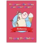 Personalised Happy Birthday Card As Sweet As You Cow with Ice Cream Design