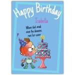 Personalised Funny Happy Birthday Card for Little Girl Blowing Out Candle