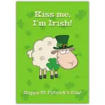 Kiss Me I'm Irish Humorous Sheep St Patrick's Day Card with Shamrocks