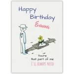 Personalised Happy Birthday Card with Yellow Flower and Heart Design Suitable for Him or Her