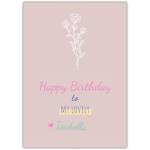 Personalised Happy Birthday Pink Rose Drawing Card for Her