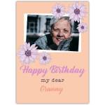 Personalised Happy Birthday Card for Granny with Purple Flowers and Photo Upload