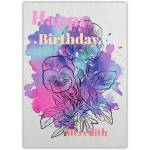 Purple and Pink Watercolour Floral Happy Birthday Card for Her Personalised Cover