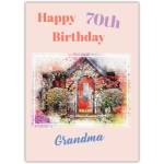 Happy 70th Birthday Grandma Cottage Watercolour Floral Card
