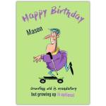 Personalised Growing Up Is Optional Funny Birthday Card for Grandfather on Skateboard