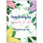 Personalised Happy Wedding Day Card with Floral Design and Best Wishes on Your Day