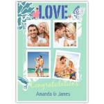 Personalised Love Congratulations Card with Four Photo Gallery and Butterfly Design