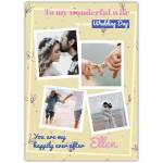 Personalised To My Wonderful Wife Wedding Day Photo Collage Card Happy Ever After
