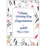 Happy Wedding Day Congratulations Card with Floral Design from Mum and Dad
