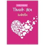 Personalised Really Really Big Thank You Card with White Hearts on Pink Background