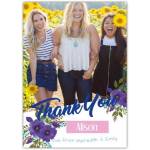 Personalised Thank You Card with Photo and Purple Flower Design