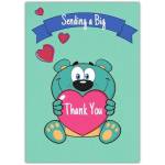 Sending A Big Thank You Cute Bear Holding Pink Heart Thank You Card