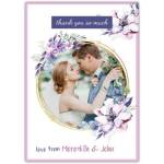 Personalised Wedding Thank You Card with Photo and Floral Frame Design