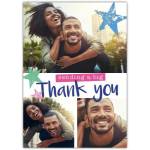 Sending A Big Thank You Personalised Photo Collage Card With Green And Blue Stars