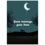 Personalised Moon on String with Bench Silhouette Night Sky Card