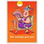 Funny Orange Lady Relaxing on Beach Any Occasion Personalised Greeting Card